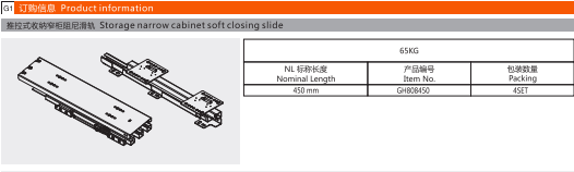 3 Sections Full Extension Balll Bearing Drawer Slide for Narrow Cabinet (3)